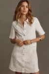 English Factory Short-sleeve Mini Shirt Dress In White