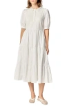 English Factory Short Sleeve Mixed Media Midi Dress In White