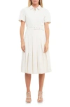 English Factory Short-sleeve Pleated Midi Dress In White