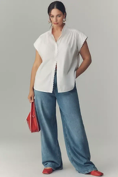 English Factory Short-sleeve Ruffled Top In White