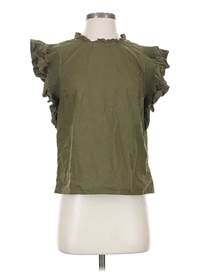 Pre-owned English Factory Short Sleeve Top Green Ruffles Neckline Tops