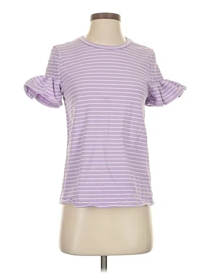 Pre-owned English Factory Short Sleeve Top Purple Ruffles Neckline Tops