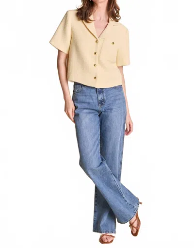 ENGLISH FACTORY SHORT SLEEVE TWEED SHIRT IN BUTTER YELLOW