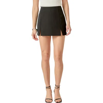 English Factory Sienna Side Slit Mini Skort In Black