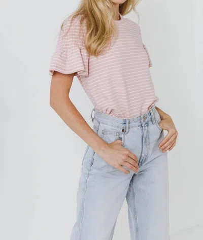 English Factory Silvie Smock Stripe Top In Pink/white In Multi