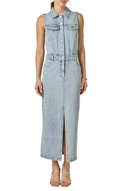 English Factory Sleeveless Denim Maxi Dress In Multi