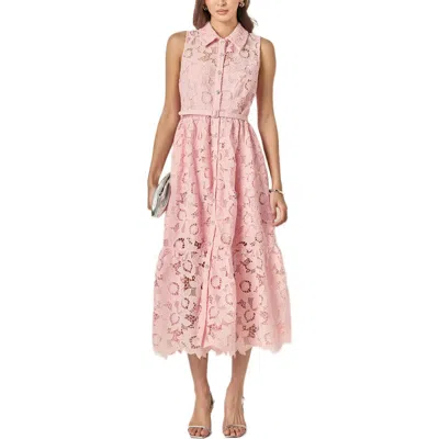 English Factory Sleeveless Lace Button Front Midi Dress In Multi