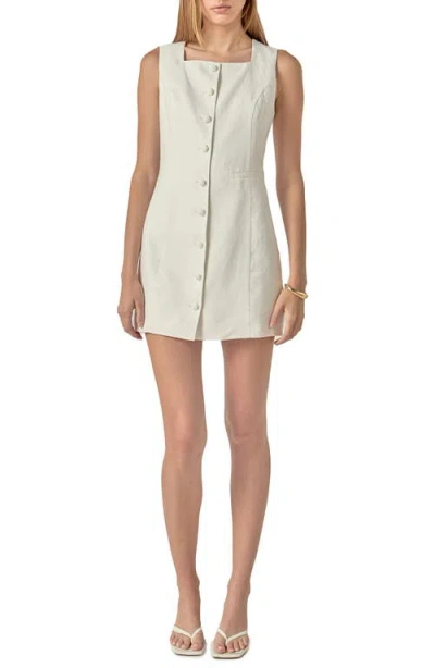 English Factory Sleeveless Linen Button-up Minidress In White
