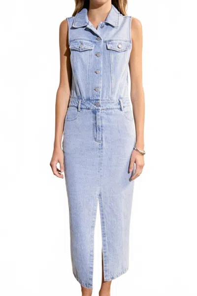 English Factory Sleeveless Maxi Denim Dress In Light Blue