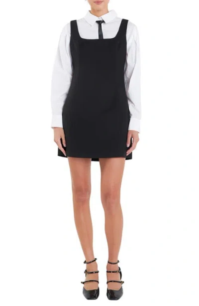 English Factory Sleeveless Minidress In Black