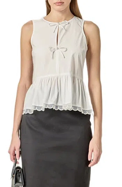 English Factory Sleeveless Peplum Top In White