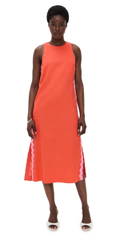 English Factory Sleeveless Ric Rac Dress Orange
