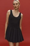 ENGLISH FACTORY SCOOP-NECK PLEATED MINI DRESS