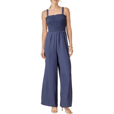 English Factory Sleeveless Smocked Jumpsuit In Blue