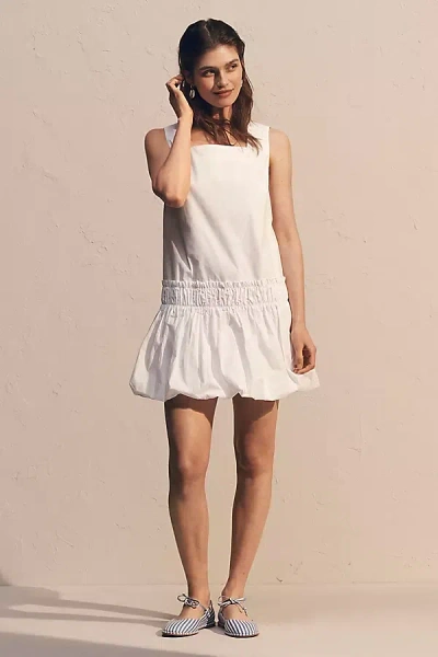 English Factory Sleeveless Square-neck Bubble Mini Dress In White