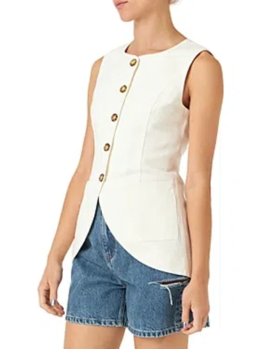 English Factory Slim Fit Sleeveless Linen Waistcoat In Off White