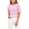 English Factory Smocked Gingham Top In Pink