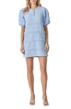English Factory Puff-sleeve Textured Mini Dress