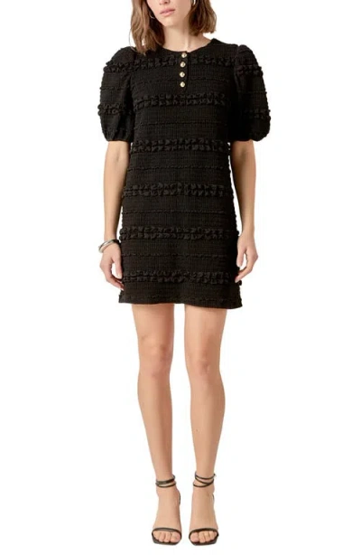 English Factory Smocked Minidress In Black
