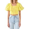 English Factory Smocked Puff Sleeve Top In Yellow