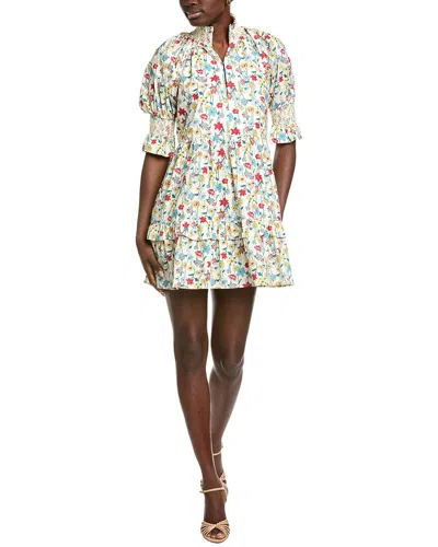 English Factory Smocked Puff Sleeves Mini Dress In Multi