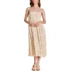 ENGLISH FACTORY ENGLISH FACTORY SMOCKED RUFFLE SLEEVELESS MAXI DRESS