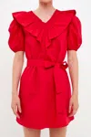 English Factory Smocked Ruffle Puff Sleeve Cotton Minidress In Multi