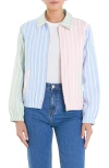 English Factory Sports Club Colorblock Stripe Cotton Blend Zip Jacket In Green Multi