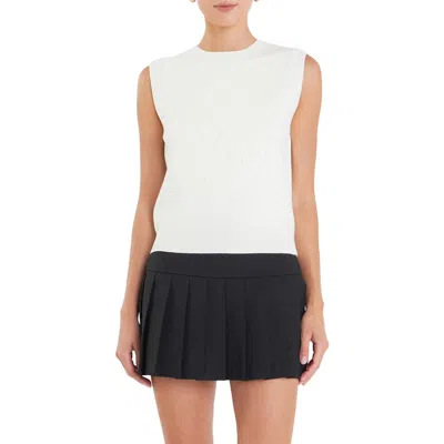 English Factory Sports Club Embossed Monogram Sleeveless Sweater Shell In White