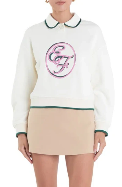 English Factory Sports Club Polo Sweatshirt In White