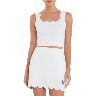 English Factory Sports Club Scallop Trim Crop Tank In Off White
