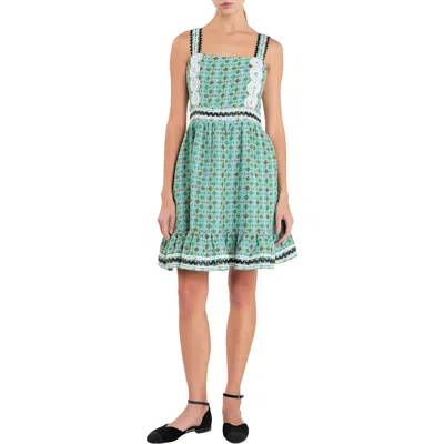 English Factory Square Neck Bouclé Minidress In Mint