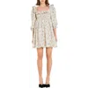 English Factory Square Neck Ruffle Minidress In Cream/purple