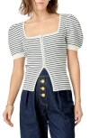 English Factory Square Neck Stripe Button Front Shirt In White