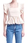 English Factory Ruffle Peplum Top In White