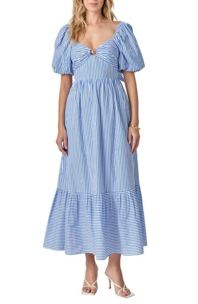 English Factory Starfish Stripe Puff Sleeve Maxi Dress