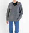 English Factory Oversize V-neck Sweater In Grey