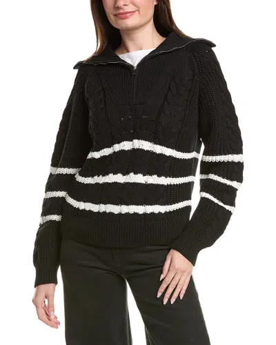 English Factory Stripe 1/2-zip Jumper In Black