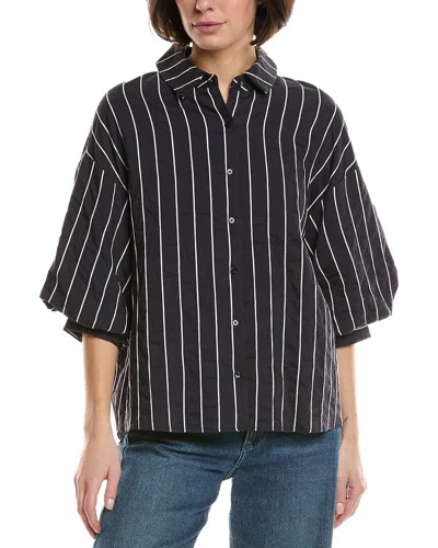 English Factory Stripe Ballon Sleeve Shirt In Blue