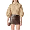 English Factory Stripe Balloon Sleeve Poplin Shirt In Neutral