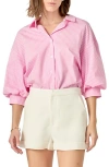 English Factory Stripe Balloon Sleeve Shirt In Pink
