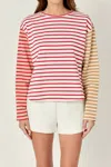 English Factory Stripe Block Sweatshirt In Pink In Multi