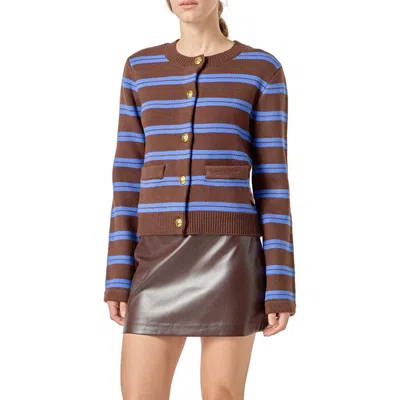 English Factory Stripe Button Cardigan In Multi