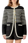 English Factory Stripe Cardigan In Black