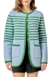 English Factory Stripe Cardigan In Blue