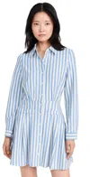 English Factory Stripe Long Sleeve Shirtdress In Blue/white