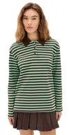 English Factory Stripe Collar Sweatshirt Brown/green In Multi