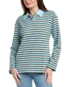 English Factory Stripe Collar Sweatshirt In Green