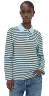 English Factory Stripe Collar Sweatshirt Light Blue/beige In Multi