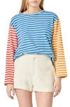 English Factory Stripe Colorblock Top In Blue